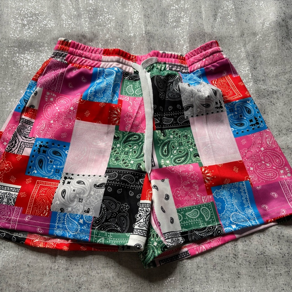Colorful Patchwork Bandana Shorts